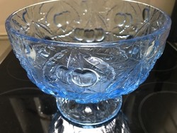 Kék üveg gyümölcsös Barolac tál az 1930-as évekből, Josef Inwald üveggyára