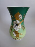 Antik virágmintás,dúsan aranyozott Schaubachkunst váza