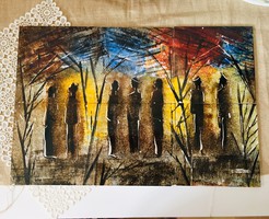 K. Holéczy Etus szignózott festett csempe kép