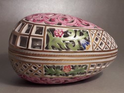 Antique Herend porcelain pierced egg-shaped bonbonier