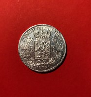 Ezüst belga 5 frank 1873-aUNC!-gyönyörű darab