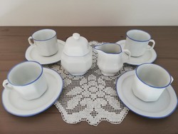 Burg Lindau kék szélű fehér porcelán kávéskészlet + ajándék kiöntő