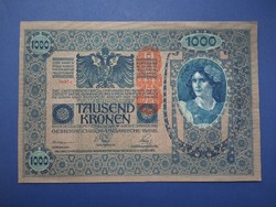 1902 1000 korona aUNC hajtatlan bankjegy D.Ö. felülbélyegzéssel