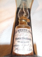 Olajlámpás Vintage - Amerikai 2 palack olajjal + kanóc - 26 x 6 cm olajtartály 2dl - nem használt