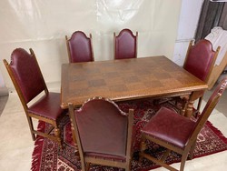 Rusztikus tölgy étkező(asztal+6 szék)