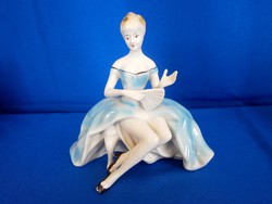 Nagyon szép porcelán legyezős balerina Wallendorf utánzat