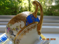 1930 Újszerű(!) Empire aranybrokát királykékkel,virágvázamintás talpas kávés csésze Royal EPIAG