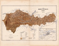 Kolozs megye térkép 1886 (2), Magyarország, vármegye, régi, atlasz, eredeti, Kogutowicz, Kolozsvár