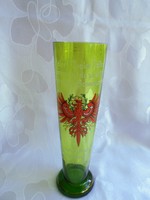 Régi címeres  huta üveg váza/pohár