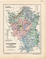 Fejér vármegye térkép 1904, megye, Nagy - Magyarország, eredeti, Kogutowicz Manó, atlasz