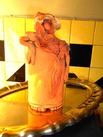 Vertel Andrea asszony róka boával - jelzett kerámia figura 