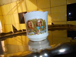 Ferenc József és Vilmos császár portréval antik emlék csésze