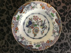 Kézzel festett régi Keleti mintás porcelán mély tányér Angol Királyi címerrel