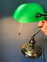 Zöld üveg burás bank sztali lámpa 