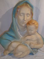 Kerámia - Szűz Mária - antik - NAGY - 53 x 46 x 20 cm - Osztrák - falra - falfülkébe - gyönyörű 
