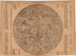 A Hold  térképe 1885, Magyar Lexikon, Rautmann Frigyes, csillagászat, térkép, egy színű nyomat