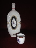 Hollóházi porcelán pálinkás üveg + 1 db kupica (nemzeti szín)
