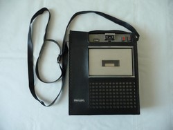 PHILIPS N2203 kazettás felvevő magnó + mikrofon + hordtáska / Philips N2203 casette recorder