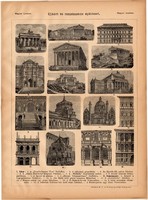 Újkori és reneszánsz építészet, egyszín nyomat 1885, Magyar Lexikon, Rautmann Frigyes, templom, régi