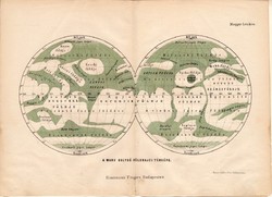 A Mars bolygó földrajzi térképe 1885, Magyar Lexikon, Rautmann Frigyes, térkép, Hall földje, tenger