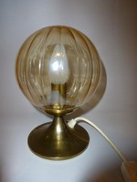 Retro,vintage gömb búrás asztali lámpa,réz talapzaton