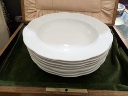 Fehér festetlen herendi mély / leveses tányér