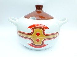 Alföldi retro porcelán levesestál - nagyméretű - ritka mintás art deco tálaló