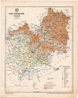 Ung vármegye térkép 1899, Magyarország atlasz (a), Gönczy Pál, 24 x 30 cm, megye, Posner Károly