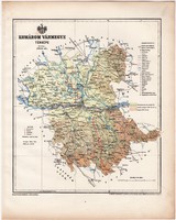 Komárom vármegye térkép 1899, Magyarország atlasz (a), Gönczy Pál, 24 x 30 cm, megye, Posner Károly