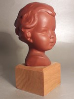 Hummel goebel terracotta marked ceramic doll figure bust on wooden base