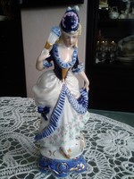 Német Lippelsdorfi porcelán,  barokk hölgy legyezővel!