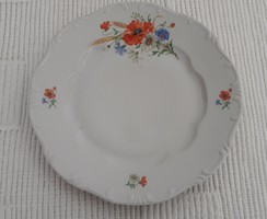 Régi Zsolnay porcelán pipacsos mezeivirágos lapos tányér 