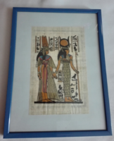 Egyiptomi papirusz kép keretezve, 24.5 x 18 cm