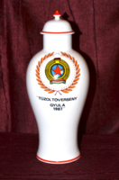 Hollóházi fedeles váza ( Tűzoltó verseny Gyula 1987 )  ( DBZ 00118 )