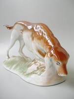 Ritka kolozsvári porcelán vadász kutya