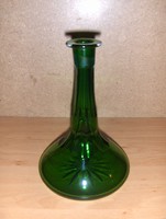 Ritka sötétzöld antik üveg ital kínáló palack (23/d)