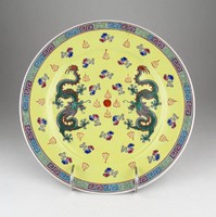 0X454 Jelzett sárkányos kínai porcelán tányér 25cm