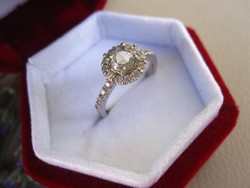 Antik csiszolású moissanit gyémánt köves gyűrű - akár eljegyzési  