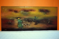 "ŐSZ", cimű festmény. 50 x115cm.-es. Várkonyi János olajfestménye