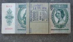 100x10 pengő 1936 (100db Banki köteg) 1946-os bélyegzés PÉCS II