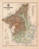 Borsod vármegye térkép 1893 (7), lexikon melléklet, Gönczy Pál, 23 x 29 cm, megye, Posner Károly