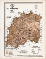 Árva vármegye térkép 1893 (2), lexikon melléklet, Gönczy Pál, 23 x 29 cm, megye, Posber Károly