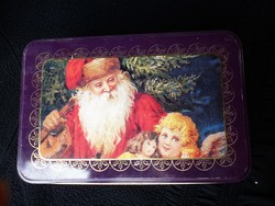 Nosztalgia karácsonyi nagy kekszes doboz 