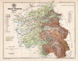 Bihar vármegye térkép 1896 (1), lexikon melléklet, Gönczy Pál, 23 x 30 cm, megye, Posner Károly