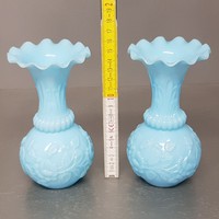 Portieux Vallerysthal kék tejüveg váza pár (750)