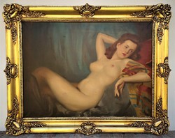 Asztalos Gyula (1900 - 1972) Akt c. olajfestménye 100x80cm EREDETI GARANCIÁVAL !