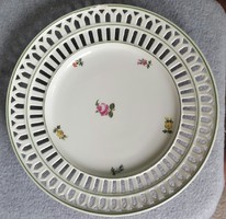 Schlaggenwald 836/25 porcelain decorative plate with pierced edge25cm, hand painted, edge defective