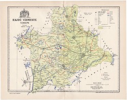 Hajdú vármegye térkép 1893 (1), lexikon melléklet, Gönczy Pál, 23 x 30 cm, megye, Posner Károly