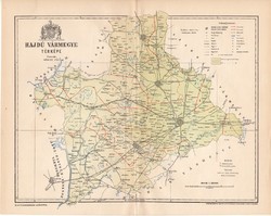 Hajdú vármegye térkép 1899 (3), atlasz melléklet, Gönczy Pál, 23 x 29 cm, megye, Posner Károly