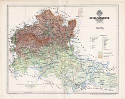 Heves vármegye térkép 1894 (3), lexikon melléklet, Gönczy Pál, 23 x 29 cm, megye, Posner Károly